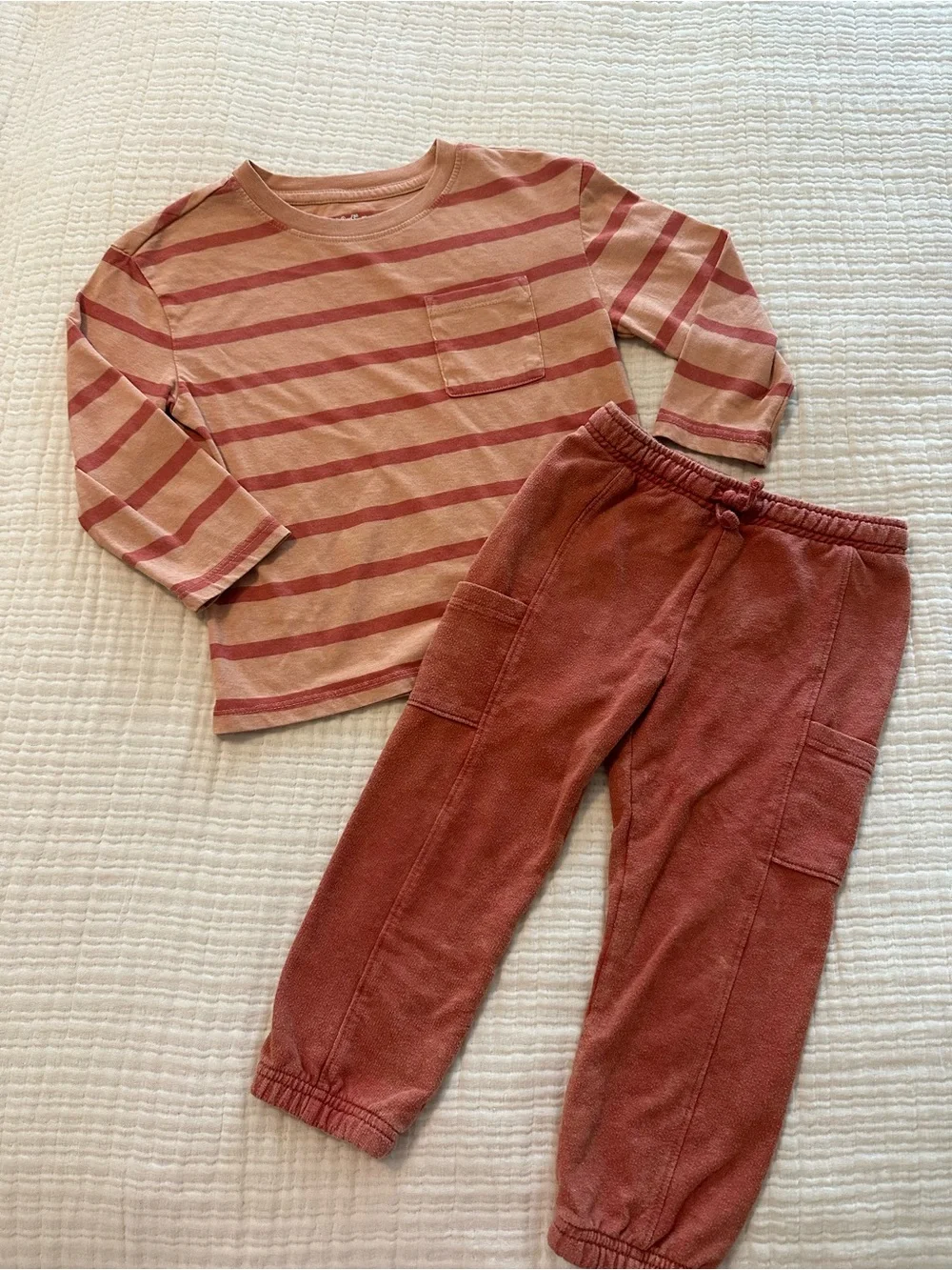 3T cat & Jack orange stripe y2k 80s aesthetic 2 piece set sweatpants shirt top